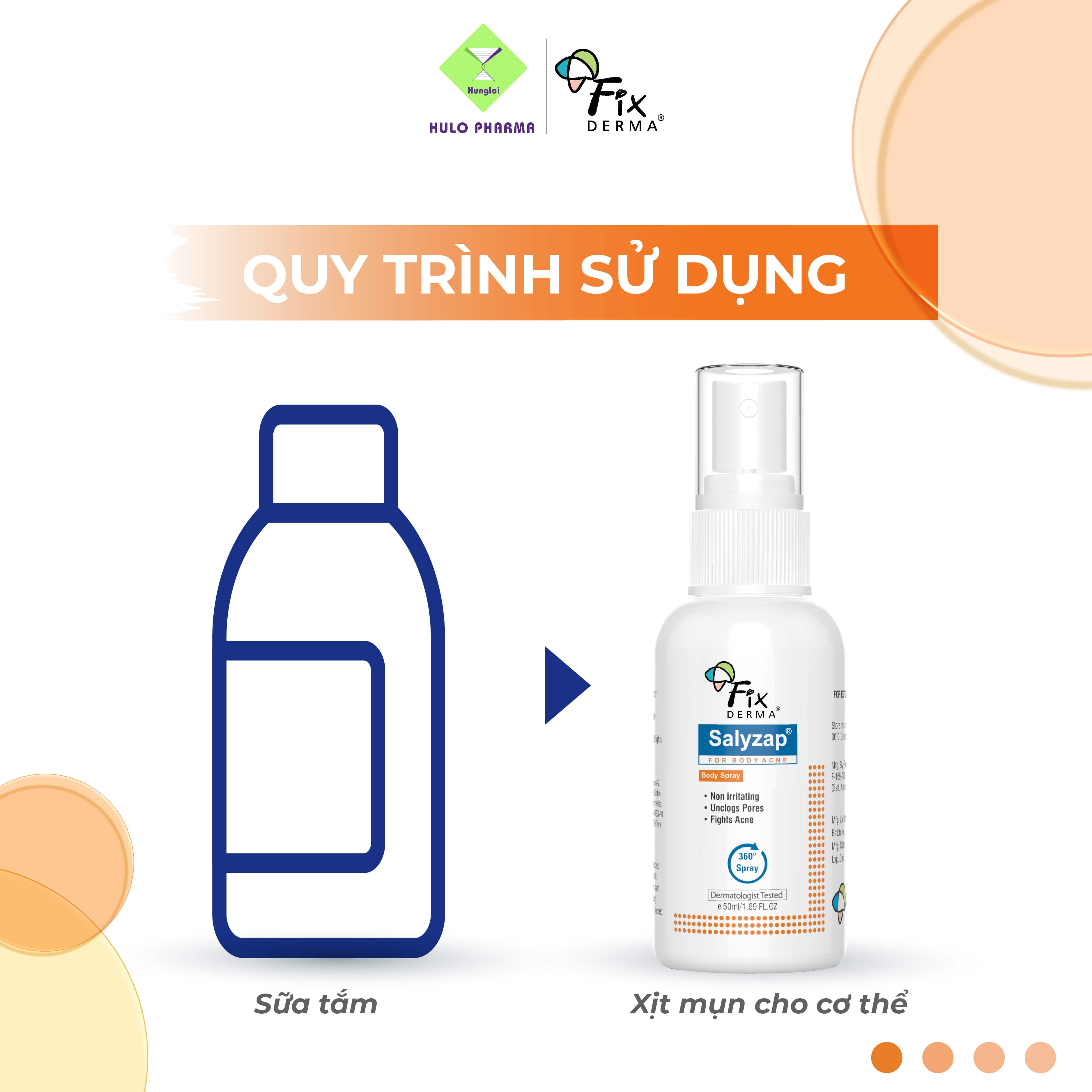 Xịt Mụn Lưng FIXDERMA Salyzap For Body Spray Ngừa Mụn, Giảm Viêm, Ngăn Dày Sừng Nang Lông Giúp Da Sáng Mịn, Giảm Thâm Mụn 50ml [Hùng Lợi]