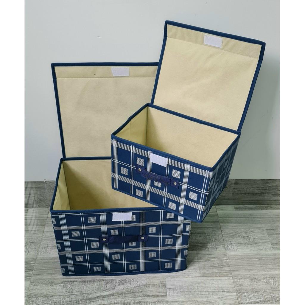 Combo 2 tủ vải có nắp liền mẫu caro
