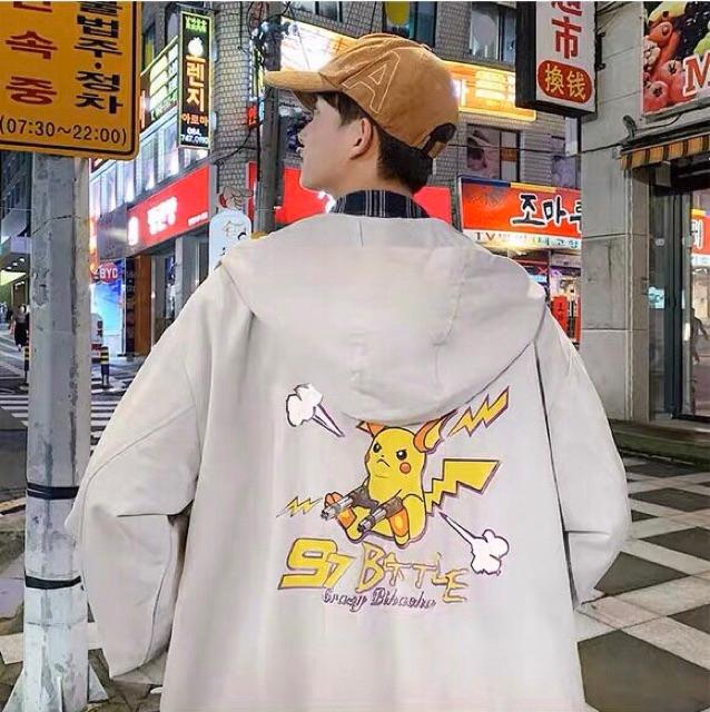 Áo khoác dù nam nữ in pikachu
