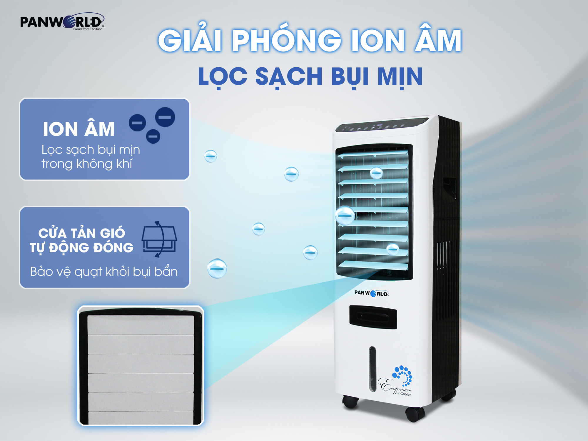 Máy làm mát không khí bằng hơi nước PW-026 Thái Lan công suất 170W bình nước 17 lít - Hàng chính hãng