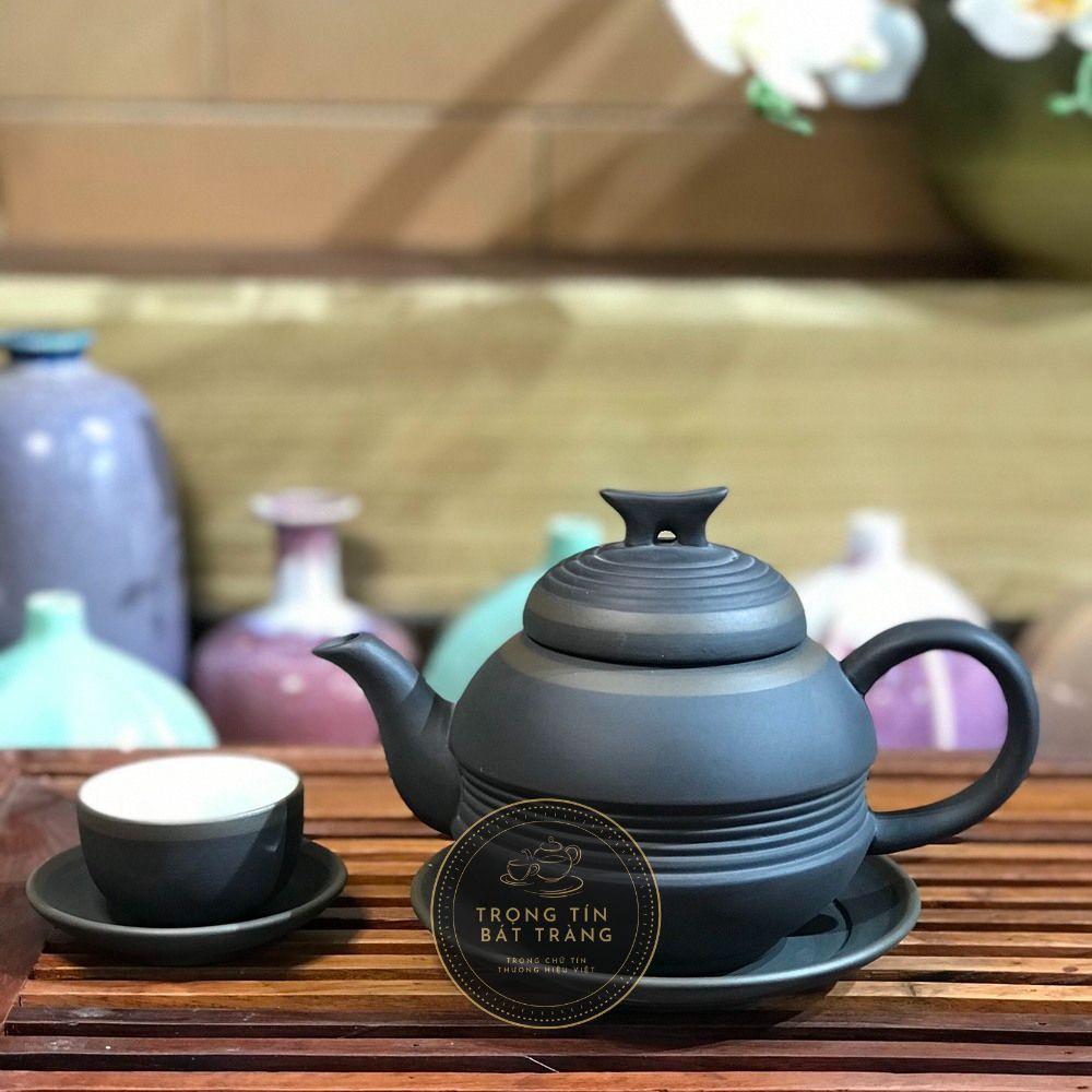 Bộ Ấm Chén Trà Đạo Gốm Tử Sa Bát Tràng Dáng Song Quyên Dung Tích 380ml AVMT 37