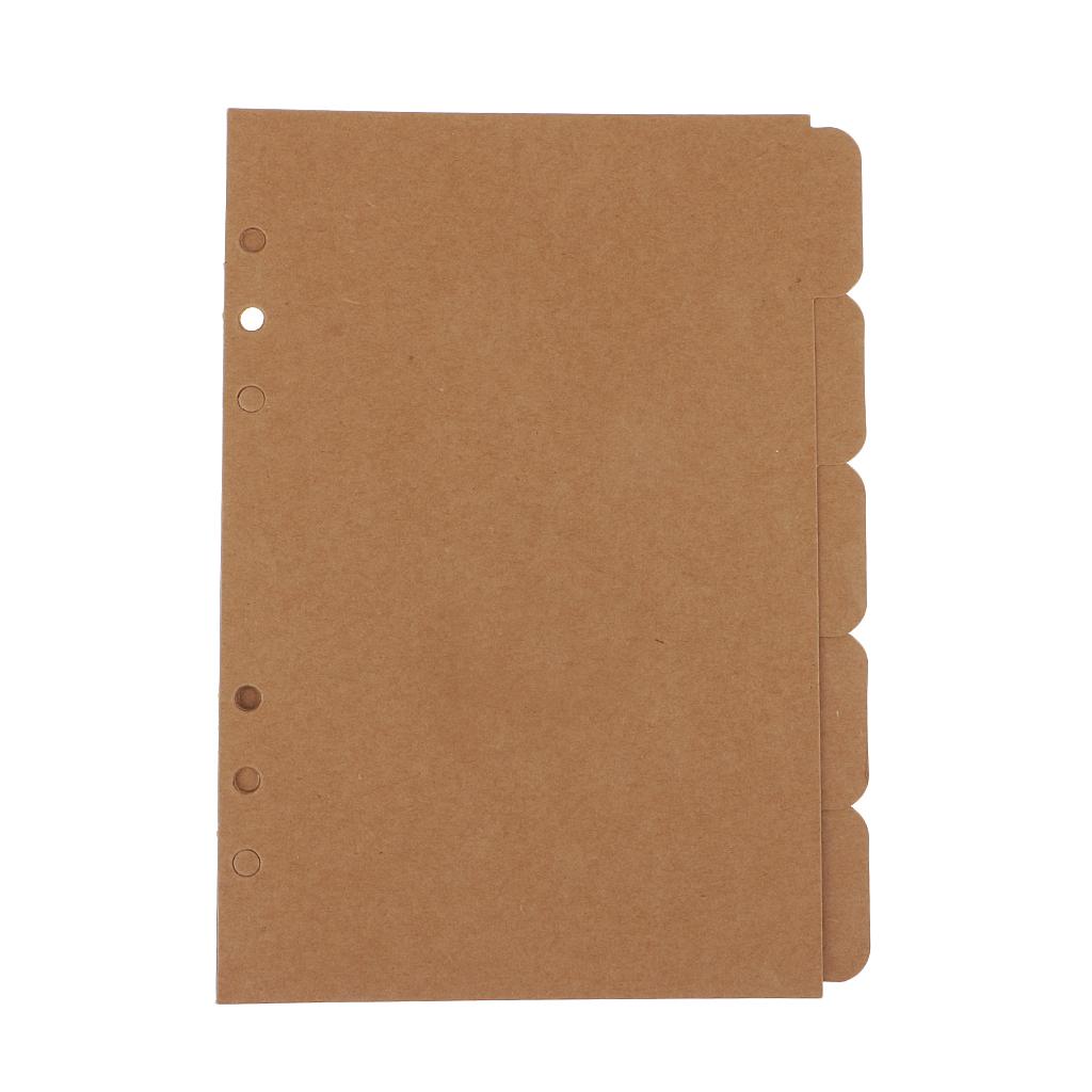 2x5 Piece A5 Kraft Tabbed Paper Planner Notebook Divider Index Page Brown