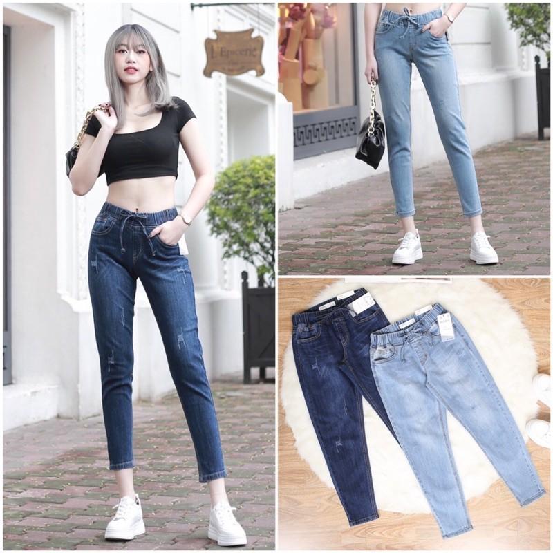 Quần jean baggy cạp chun sước 9 tấc vnxk cao cấp