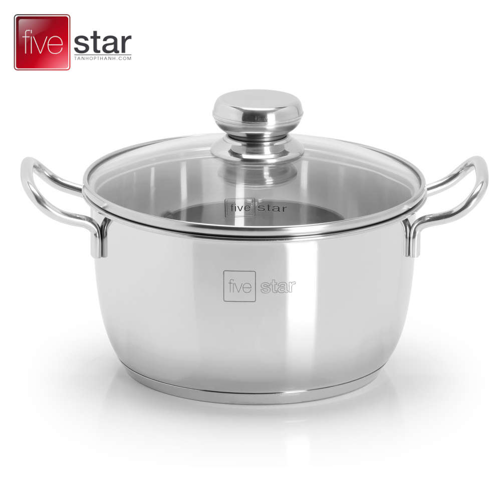 Bộ 3 Nồi Inox 3 Đáy 5 Ngôi Sao Royal Cool vung kính gồm 3 size 16cm, 20cm và 24cm