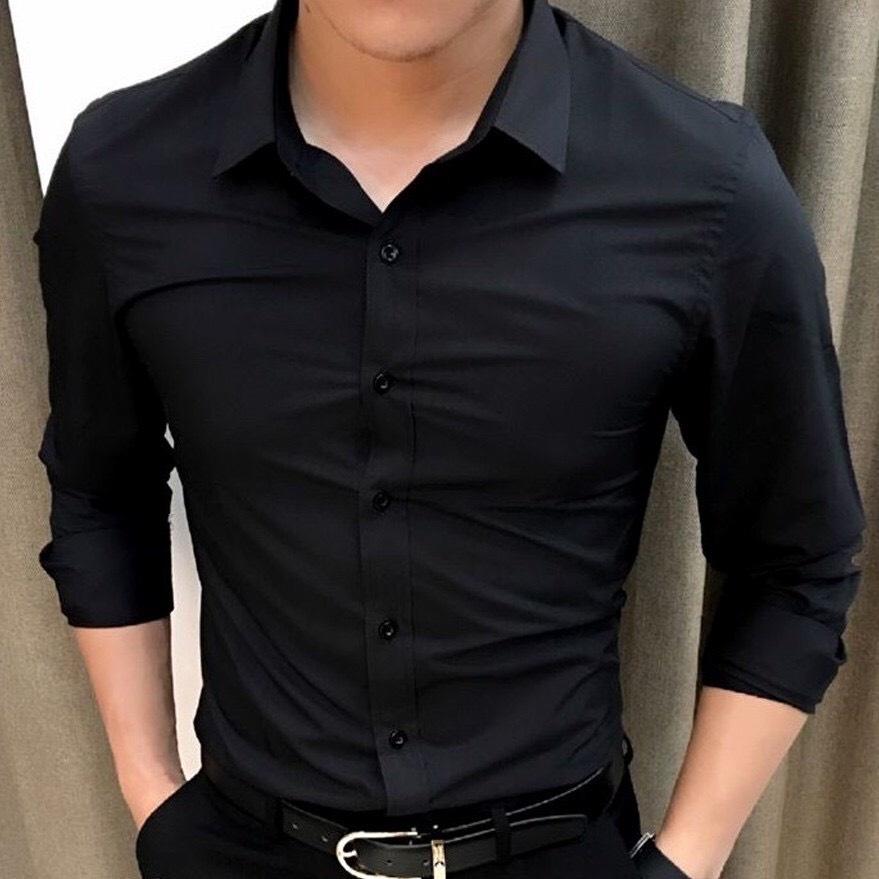 Áo Sơ Mi Nam Dài Tay Phong Cách Hàn Quốc Màu Đen, Trắng