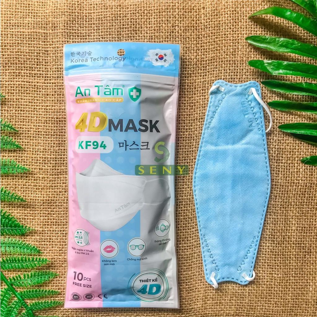 Combo 5 túi khẩu trang kf94d 4d mask Hàn Quốc 4 lớp kháng khuẩn ngăn bụi mịn thông thoáng An Tâm túi gồm10 cái_x5AT4DO