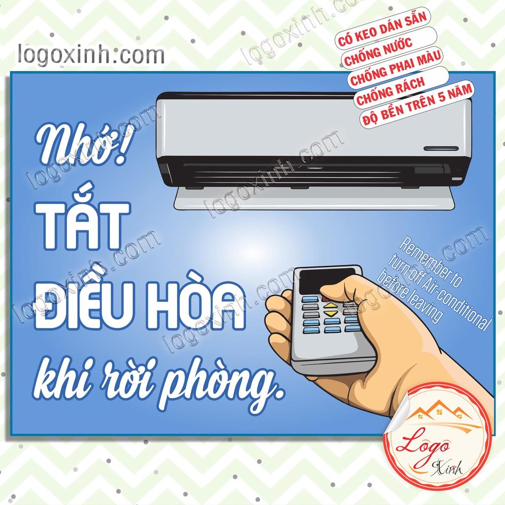 Logo Tem Sticker Nhắc Nhở Nhớ Tắt Điều Hòa, Máy Lạnh Trước Khi Rời Khỏi Phòng Để Tiết Kiệm Điện, Decal Dán Có Keo Sẵn