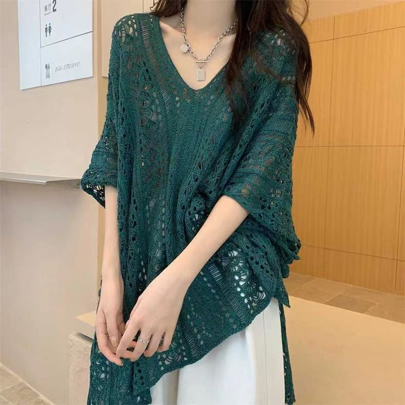 Áo Lưới Đi Biển, Áo len dệt kim tay dài chống nắng thiết kế lưới phong cách mùa hè, mặc đi biển Haint Boutique Al80