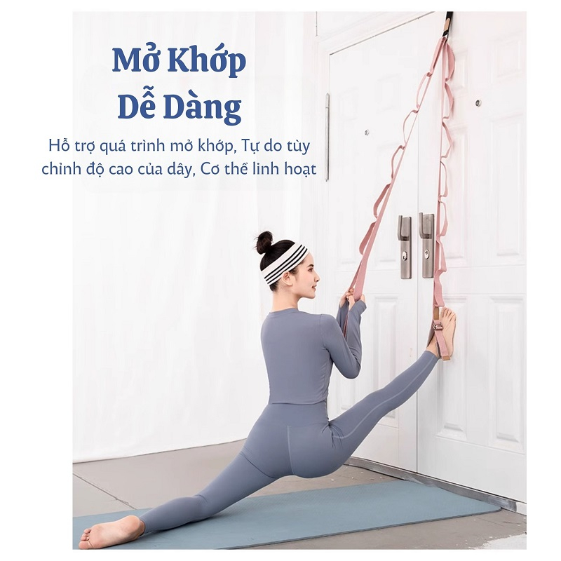 Dây tập xoạc dọc mở khớp háng yoga cotton dài 3m đa năng treo cửa , tập yoga giúp cơ thể dẻo dai, linh hoạt