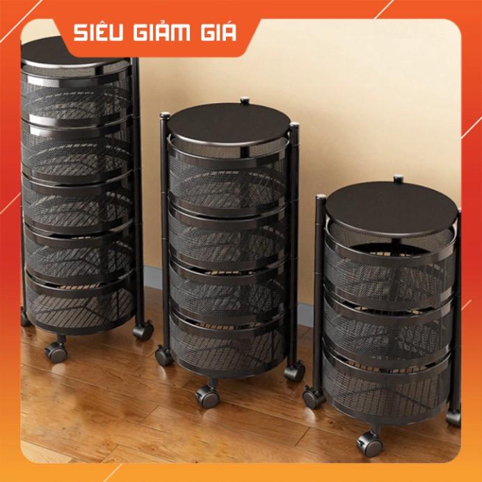 Kệ Xoay tròn, vuông Đa Năng, Kệ Rau Củ Quả 3/4/5 Tầng Có Bánh Xe Di Chuyển.