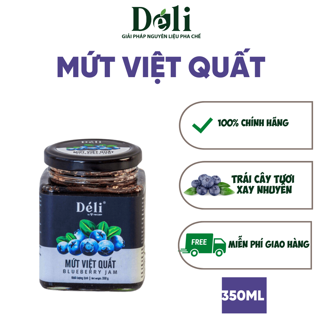 Mứt Déli Vị Việt Quất - Hủ 350ml, Hàng Chính Hãng, Dùng Pha Chế Trà Trái Cây, Đá Bào