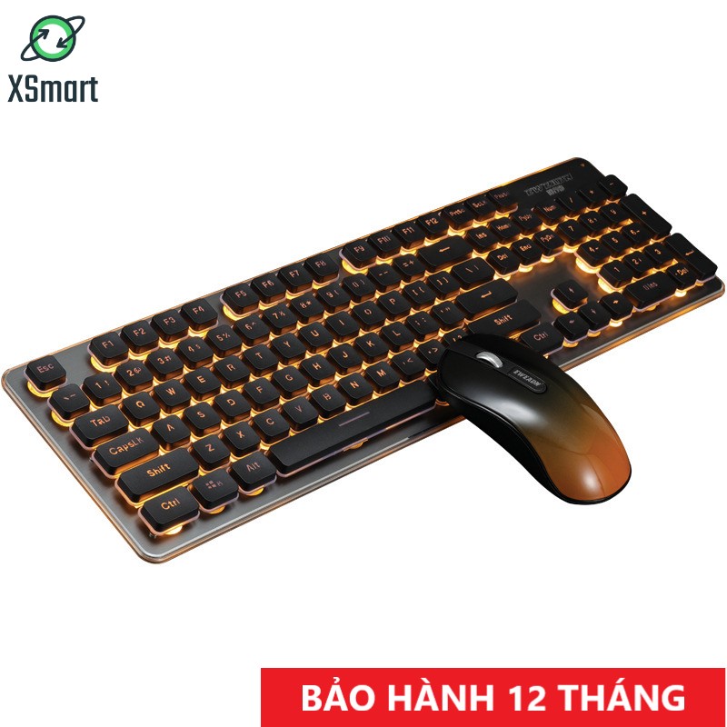 Bộ Bàn Phím Và Chuột Không Dây XSmart GLK350 PRO Có Đèn Led Siêu Đẹp, Sử Dụng Pin Sạc Siêu Trâu, Thiết Kế Mới - Hàng Chính hãng