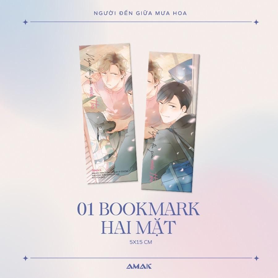 Truyện tranh Người đến giữa mưa hoa - Tặng kèm Bookmark + Postcard + Clear Card - Boys Love - AMAK