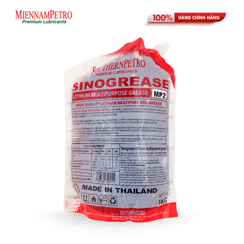 Mỡ Bôi Trơn MiennamPetro Sinogrease Lithium MP2 1KG Đa Dụng Bảo Vệ Xe Ô Tô Và Các Thiết Bị Công Nghiệp Cao Cấp