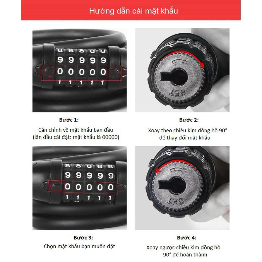 Khoá dây xe máy Khóa xe máy, xe đạp, khóa nhà - Chống trộm xe máy KWH-045 LÕI THÉP