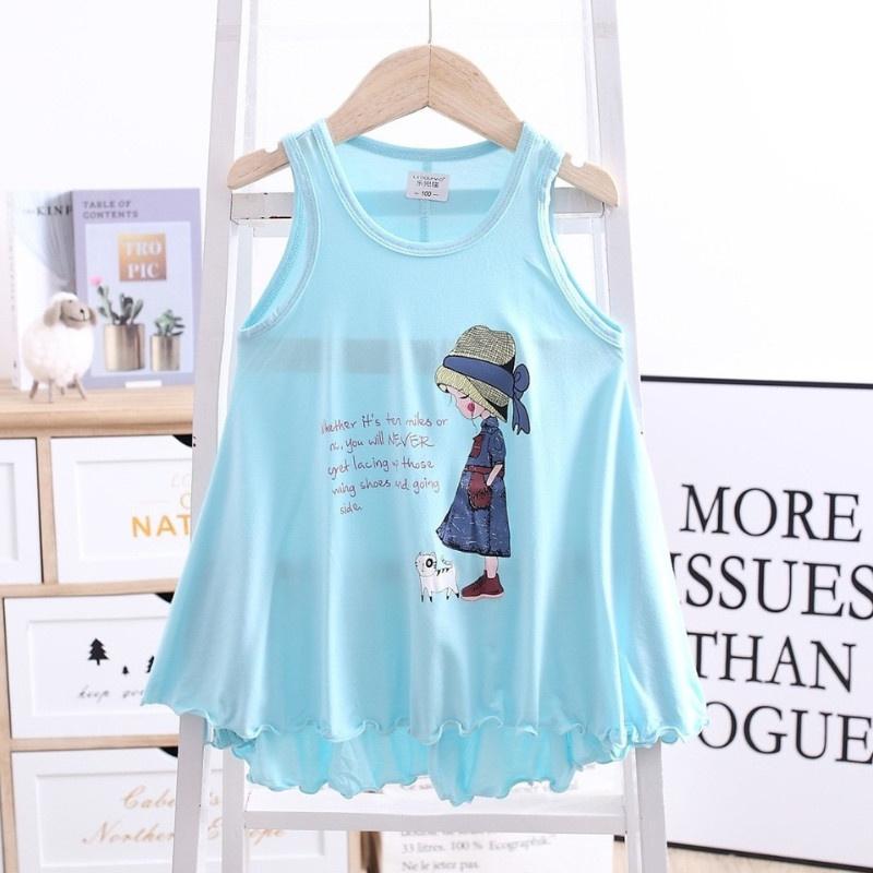 Váy bé gái, đầm sát nách cho bé chất cotton size đại đến 65kg - BABYDOLL CÔ GÁI