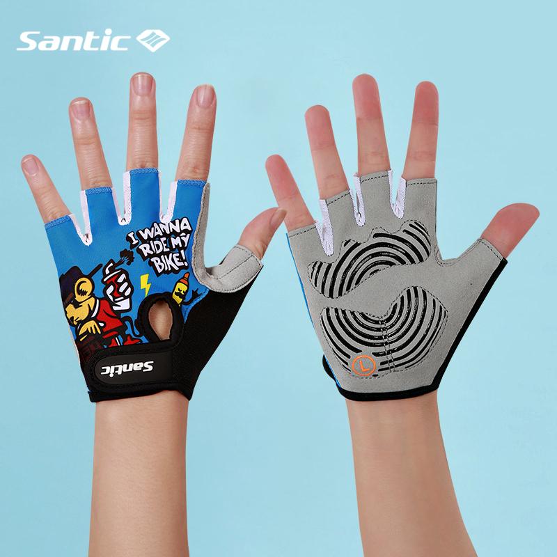 Santic Mùa Hè Trẻ Em Mới Của Găng Tay Xe Đạp 3-6 Năm Tuổi Bé Trai Và Bé Gái Xe Đạp Chống Trơn Trượt Ngắn ngón Tay Găng Tay Thể Thao Thoáng Khí