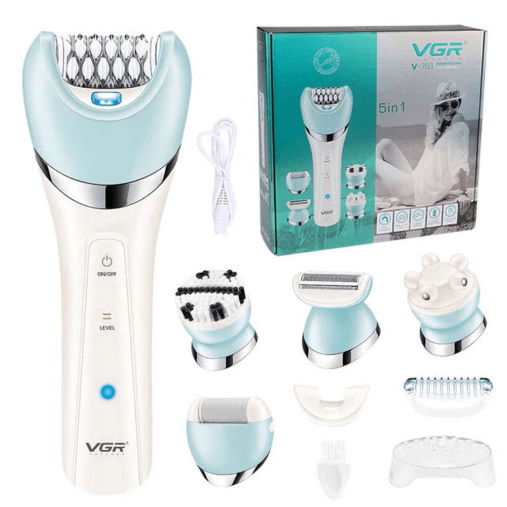 Máy Cạo Lông Điện VGR Voyager V-703 Đa năng 5 Trong 1 Máy Cạo Lông Nữ Chân Thân Tóc Vùng Bikini Massage Mặt