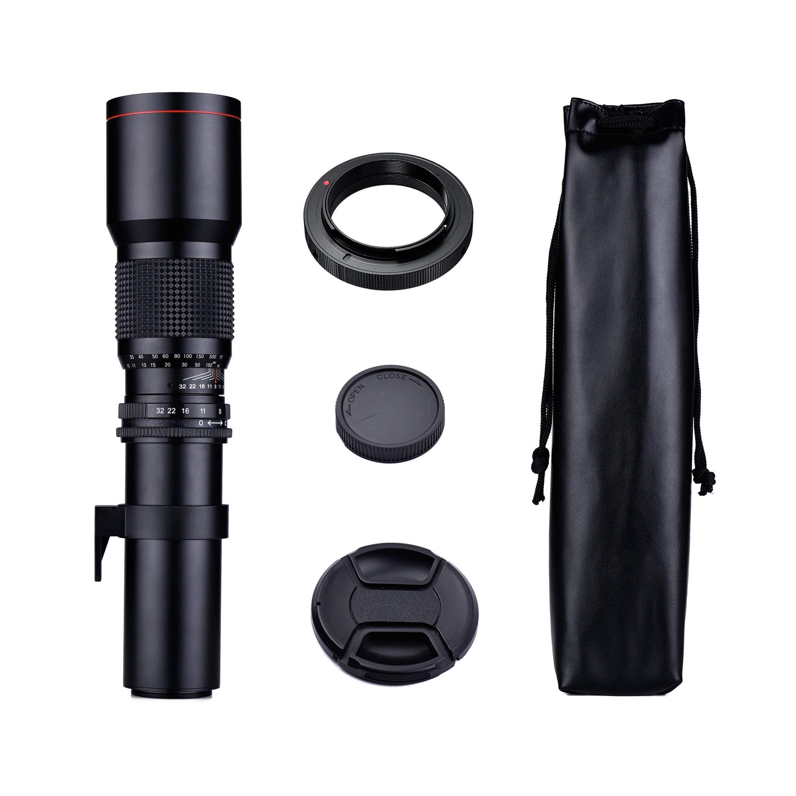 500mm F/8.0-32 Multi Coated Super Telephoto Lens Manual Zoom + T-Mount to F-Mount Adapter Ring Kit Replacement for Nikon