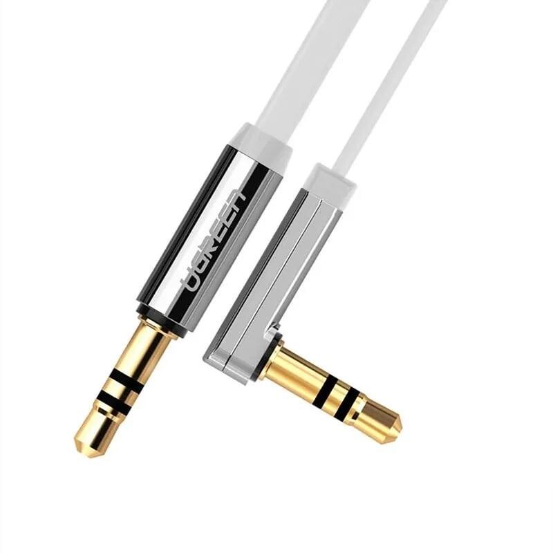 Ugreen UG10761AV119TK 5M màu trắng Dây Audio 3.5Mm Dẹt Mạ Vàng 1 Đầu Vuông 90 Tpe - HÀNG CHÍNH HÃNG