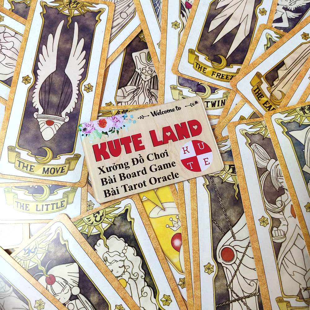 [Size Gốc] Bài Tarot Clow Sakura CardRaptor Phiên Bản Màu Nâu 56 Lá Bài Đá Thanh Tẩy