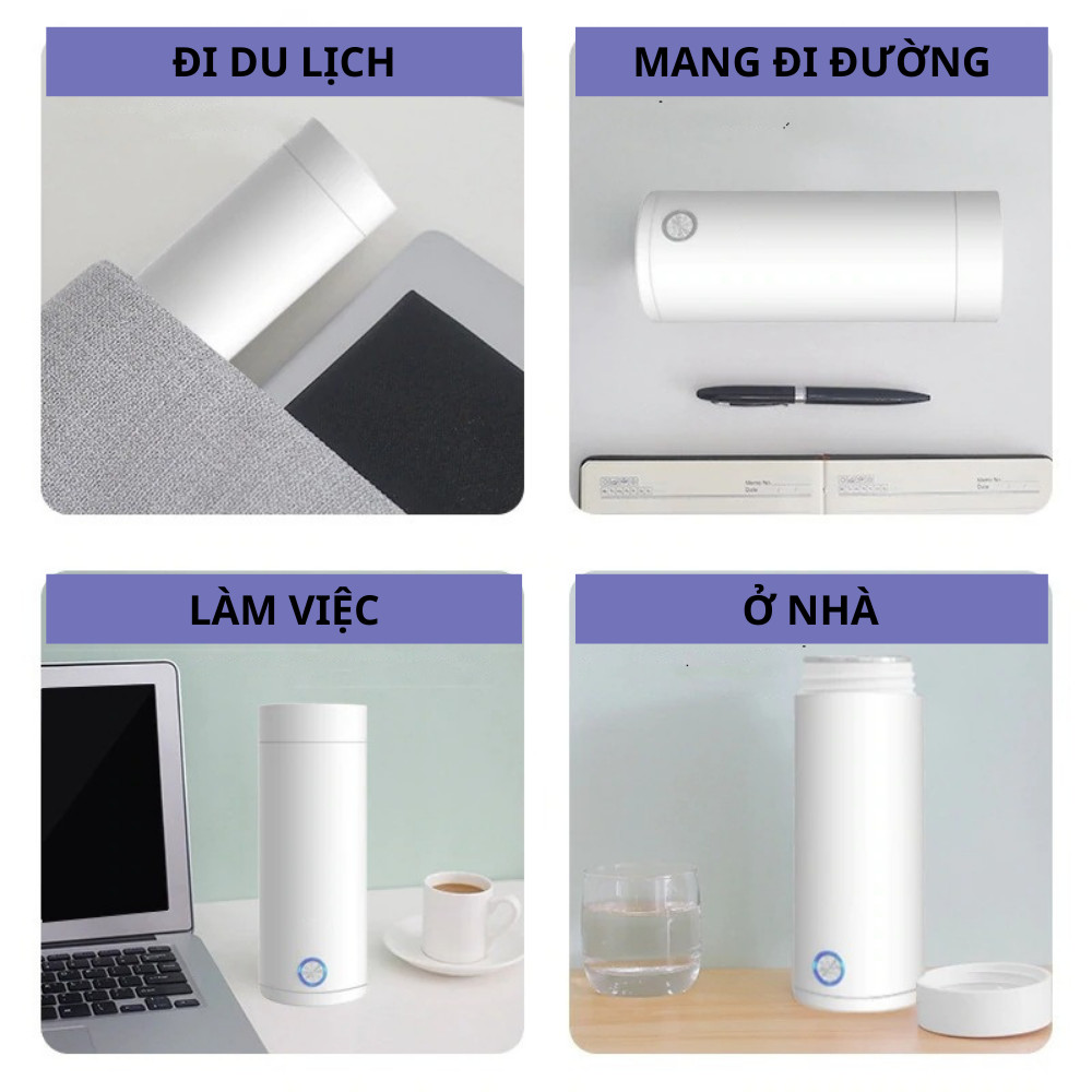 Bình đun nước kiêm giữ nhiệt TGN.02 dung tích 400ml - Bình giữ nhiệt cắm điện 220V thông minh cao cấp (Tặng kèm đế lót cốc bằng gỗ)