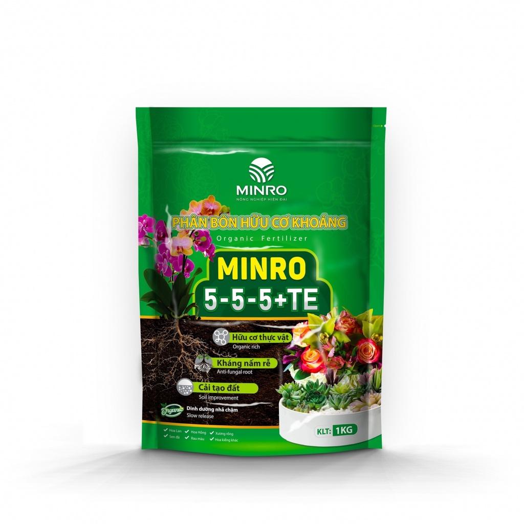 Phân Bón Hữu Cơ Khoáng Minro 5 - 5 - 5 + TE kháng nấm rễ, cải tạo đất Gói 1kg