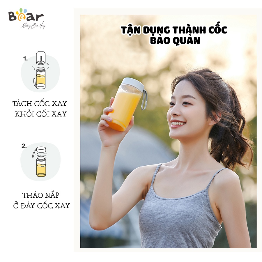 Máy Xay Sinh Tố Đa Năng BEAR BL-B35V1 Công Suất 50W Chống Ồn, Tiện Lợi Dùng Pin Sạc, Nhỏ Gọn - HÀNG CHÍNH HÃNG