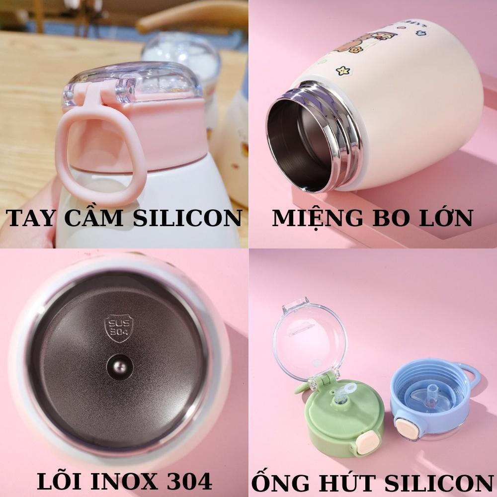 Bình giữ nhiệt cute có ống hút lõi inox 304 TiLoKi TGN11 dung tích 350ml - Bình nước giữ nhiệt cho bé lõi inox 304 - binh nước cho bé cute