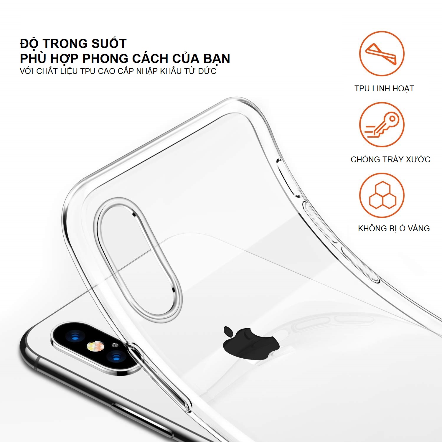 02 Chiếc Ốp Lưng Dẻo Trong Suốt Cho Iphone X / XS . Chống Trày Xước, Chống Bụi Bẩn