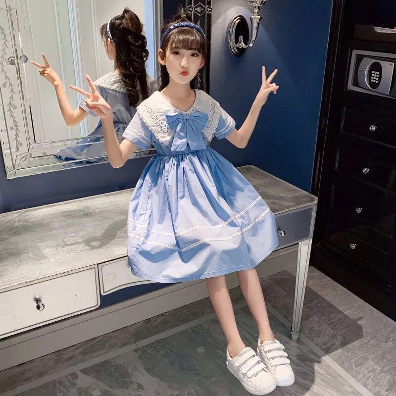 SHUANGYAN Cô gái ăn mặc mùa hè Hàn Quốc phong cách phương Tây búp bê cổ váy trẻ em trung bình lớn váy công chúa web đỏ(