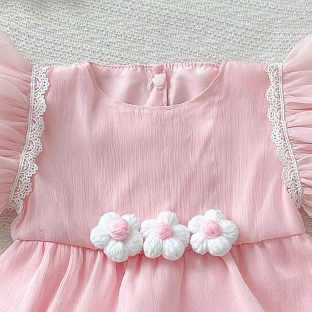 Set Body Cánh Tiên Đính Hoa Màu Hồng Kèm Băng Đô Cho Bé Gái Sơ Sinh 1 2 Tuổi Từ 3-11kg Dành Cho Bé Gái