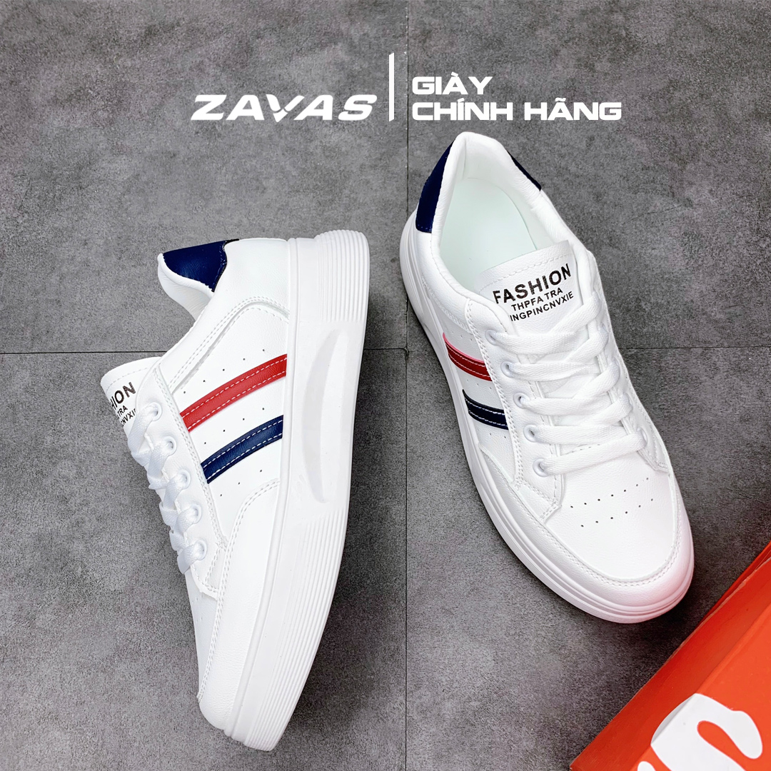 Giày thể thao nữ ZAVAS đế cao 3cm màu trắng bằng da không bong tróc mang êm chân S411 - Giày Sneaker Nữ Chính Hãng