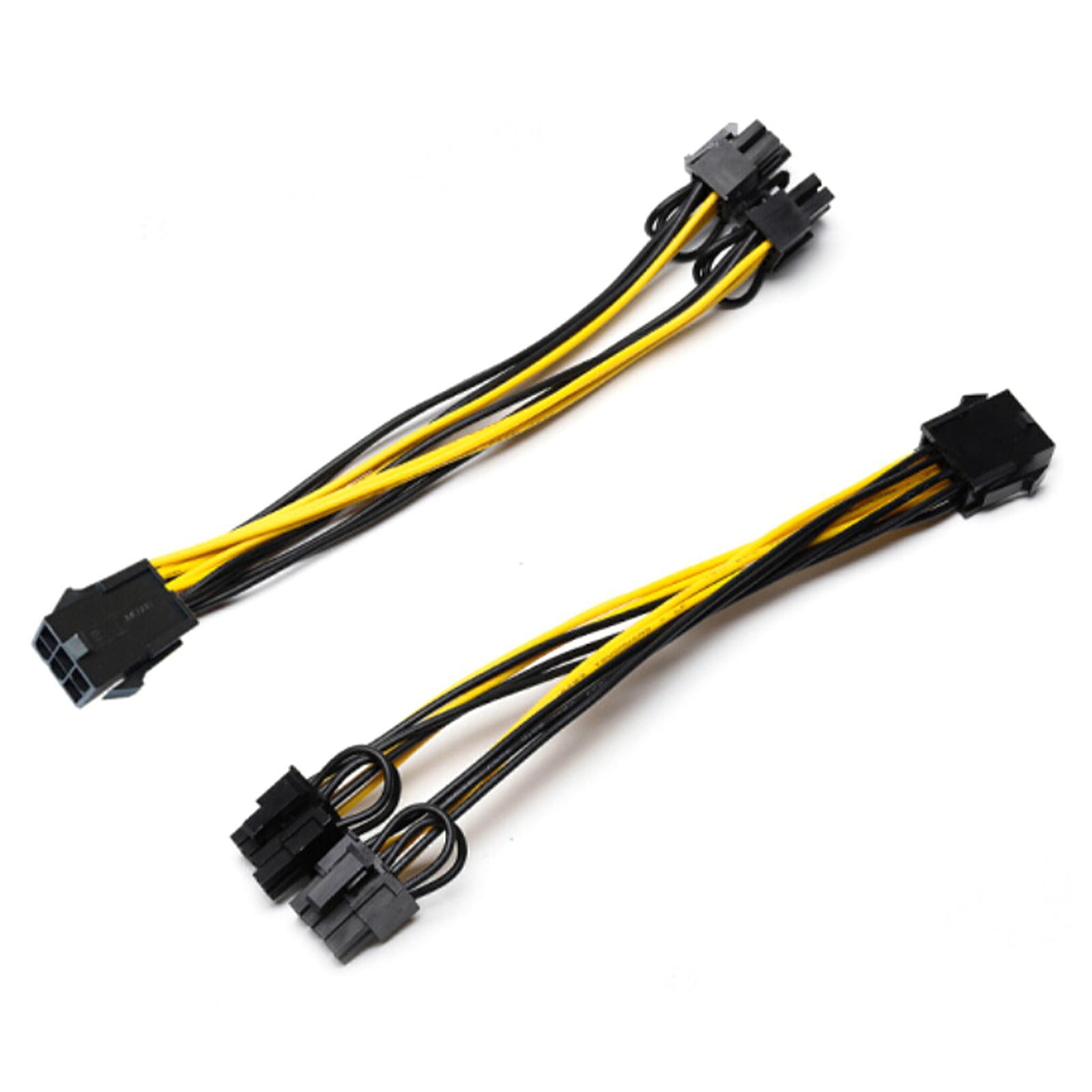 10Pieces 22cm 6Pin 8Pin Pci-E Power Cable, 6-Pin to Dual 8-Pin Yellow Plastic Riser Power Cable ,PCI Express Cable for Video Card GPU Graphics Card PC