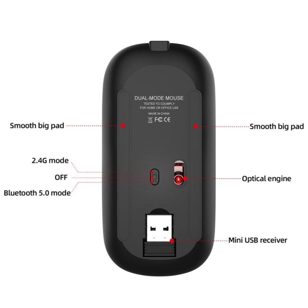 Chuột Không Dây Bluetooth Sạc Mause Ergonomic 2.4 Quang Im Lặng Chế Độ Kép USB Game Thủ Chơi Game Cho Máy Tính, Laptop