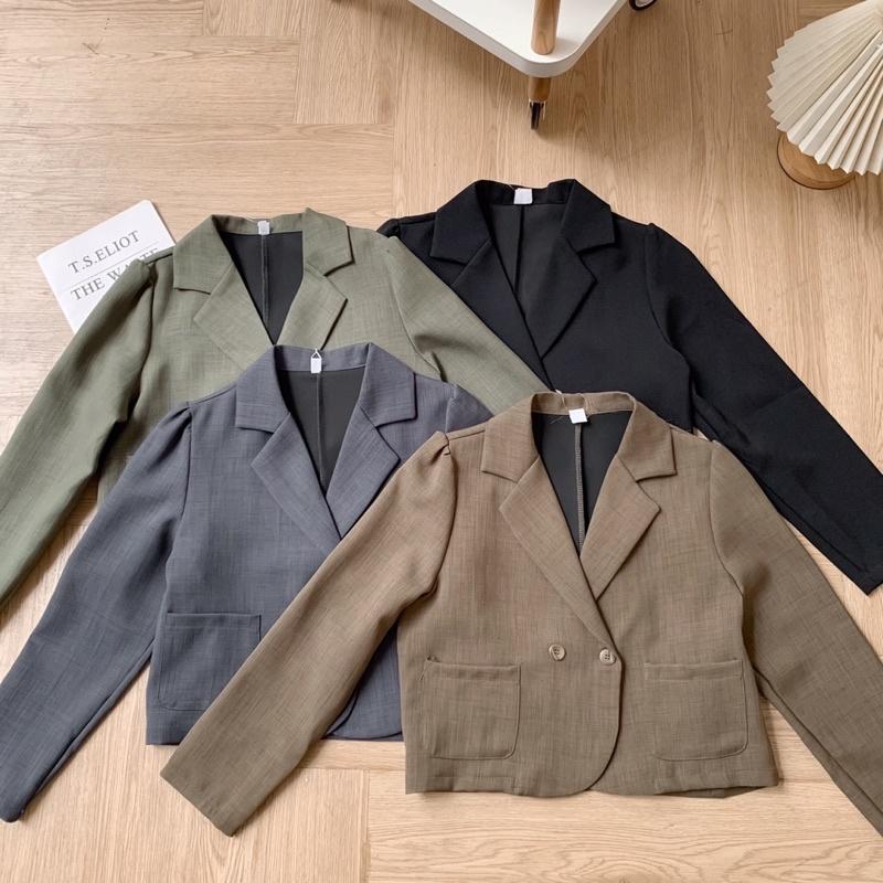 Áo khoác blazer cổ k 2 túi hộp 2 khuy 76a39 by germe