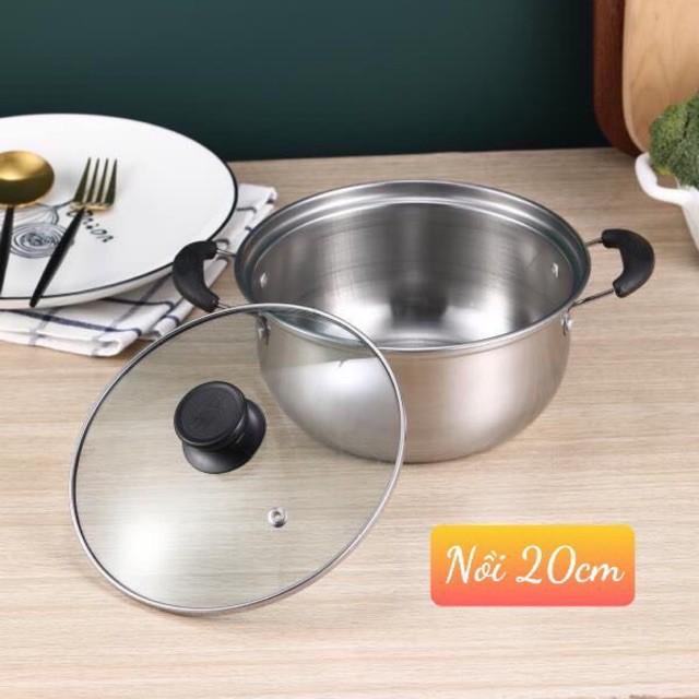 RẺ VÔ ĐỊCH___ xoong, nồi inox vung kính_ kích thước 20cm