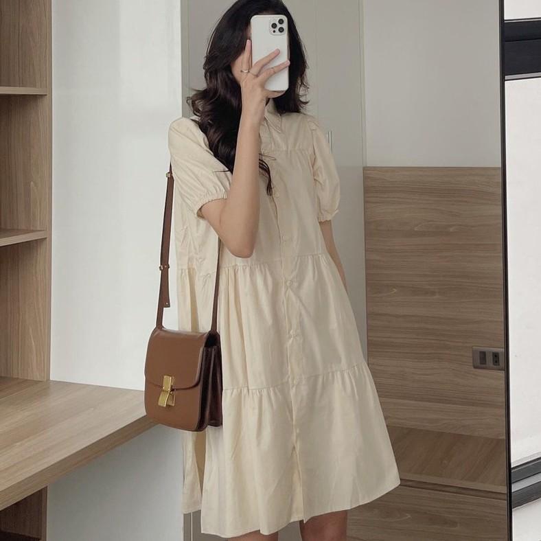 VÁY BABYDOLL HÀN QUỐC XẾP TẦNG, CỔ SƠ MI DÁNG DÀI ULLZANG MẶC LÊN CỰC DỄ THƯƠNG RÔ STORE V01
