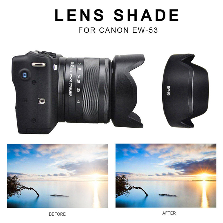 Loa che nắng hood EW-53 Canon M10 ống kính 15-45 STM