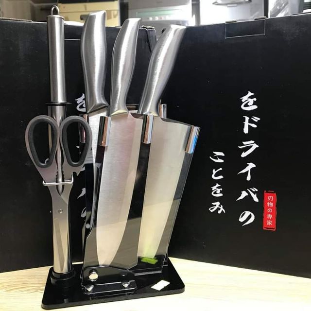 Bộ dao 6 món nhà bếp Nhật Bản Inox cao cấp - Chính hãng D Danido - Logo thân dao ngẫu nhiên