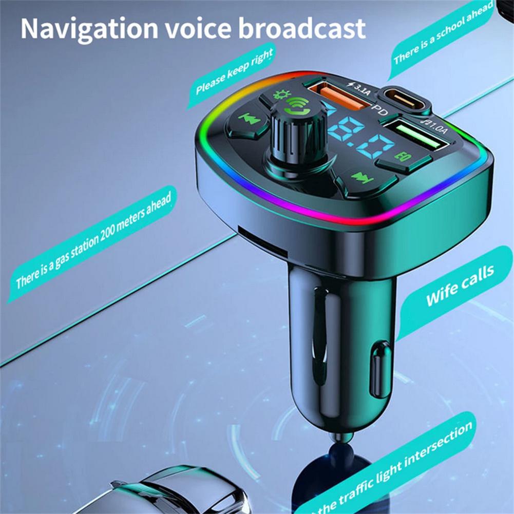 Led Backlight Bluetooth-compatible Fm Transmitter Car Mp3 Tf/u Disk Player Car Kit Dual Usb Adapter 4.2a+pd Type C Fast Charger