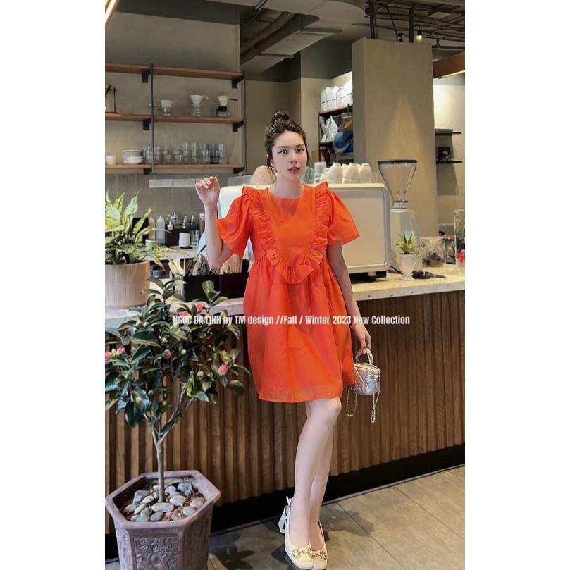ĐẦM ĐI CHƠI, ĐẦM BABYDOLL CỔ TRÒN TAY NGẮN THIẾT KẾ BÈO CHẤT TƠ 2 LỚP CỰC IU