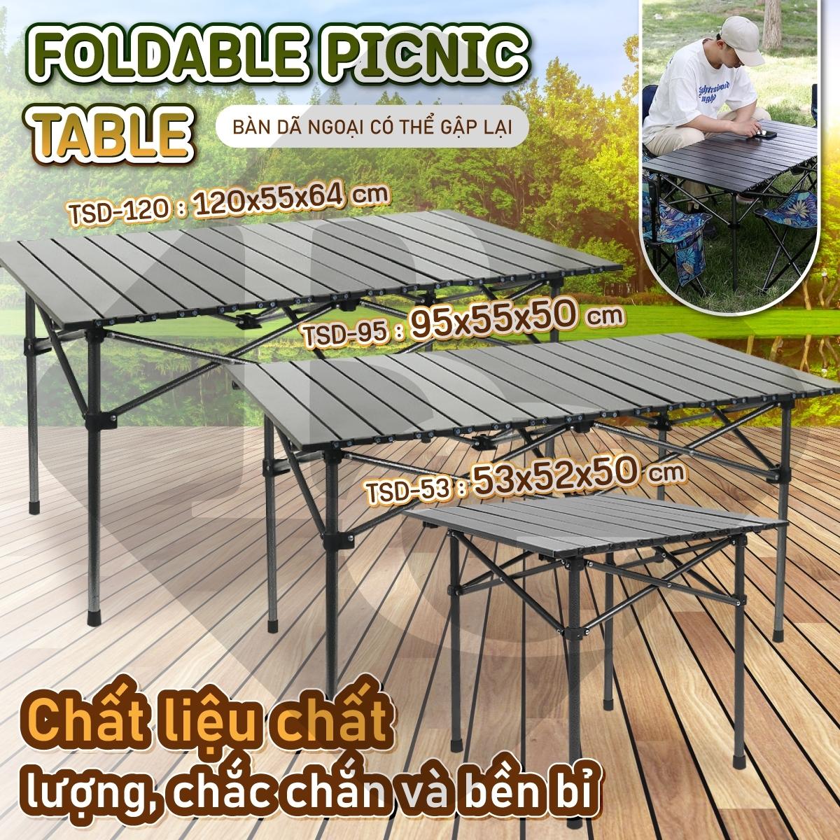 Bàn cắm trại gấp TSD Size:53,95,120cm ,đa năng,dễ mang theo, dã ngoại,có thể gập lại
