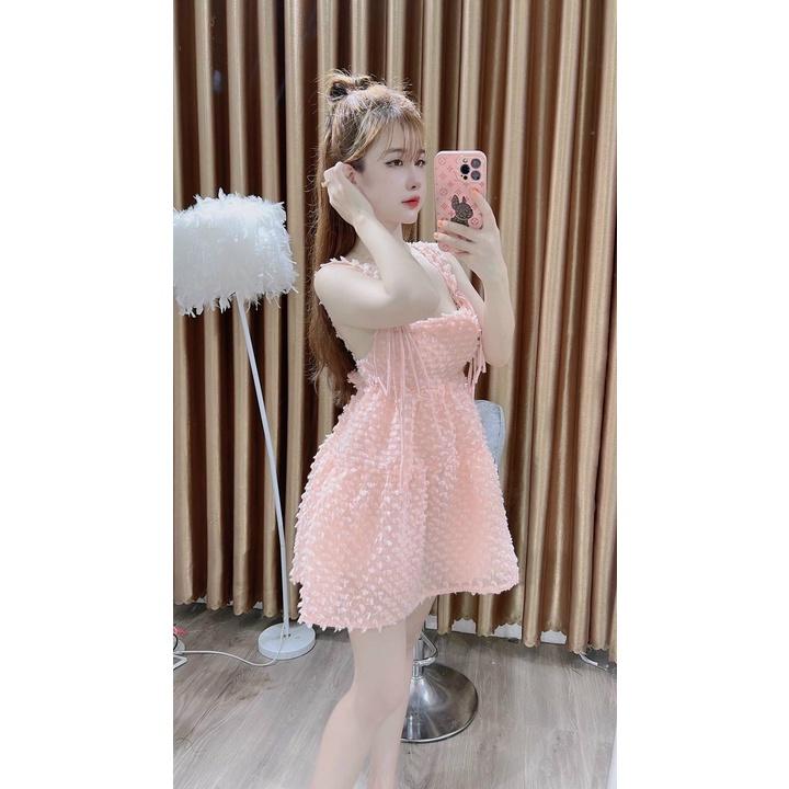 Đầm nữ hai dây dáng xòe lông vũ xinh xắn dạo phố, đi biển với 3 màu sắc