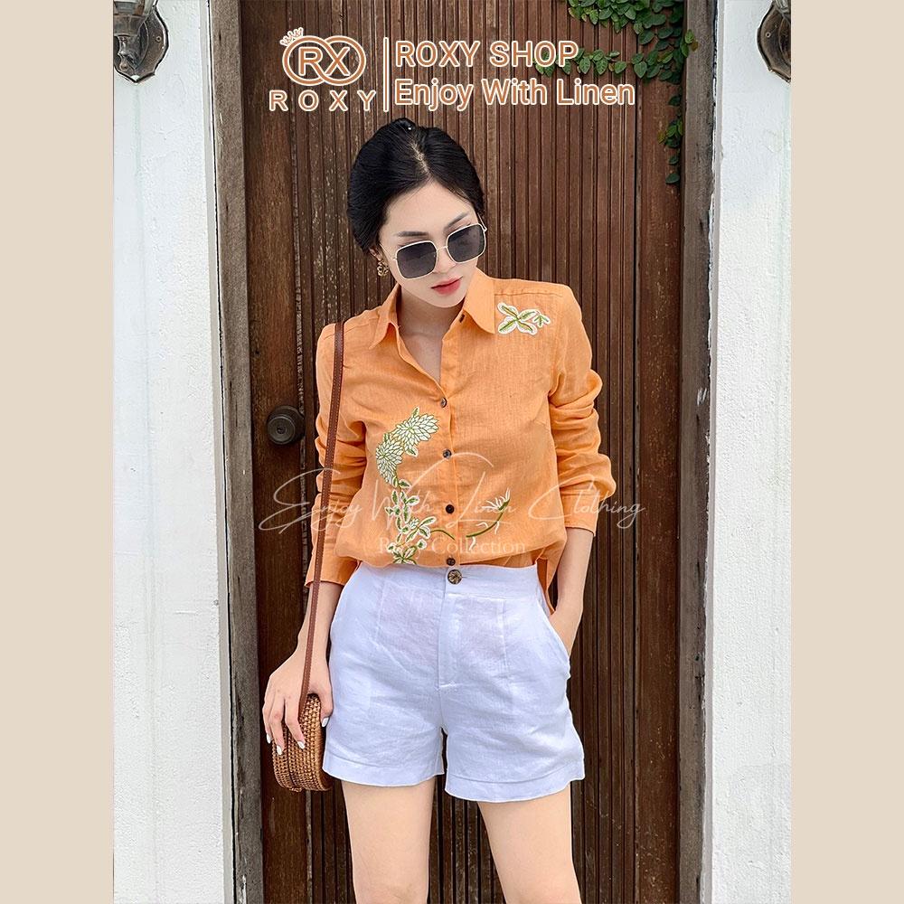 Áo Sơ Mi Linen Tay Dài Thêu Hoa