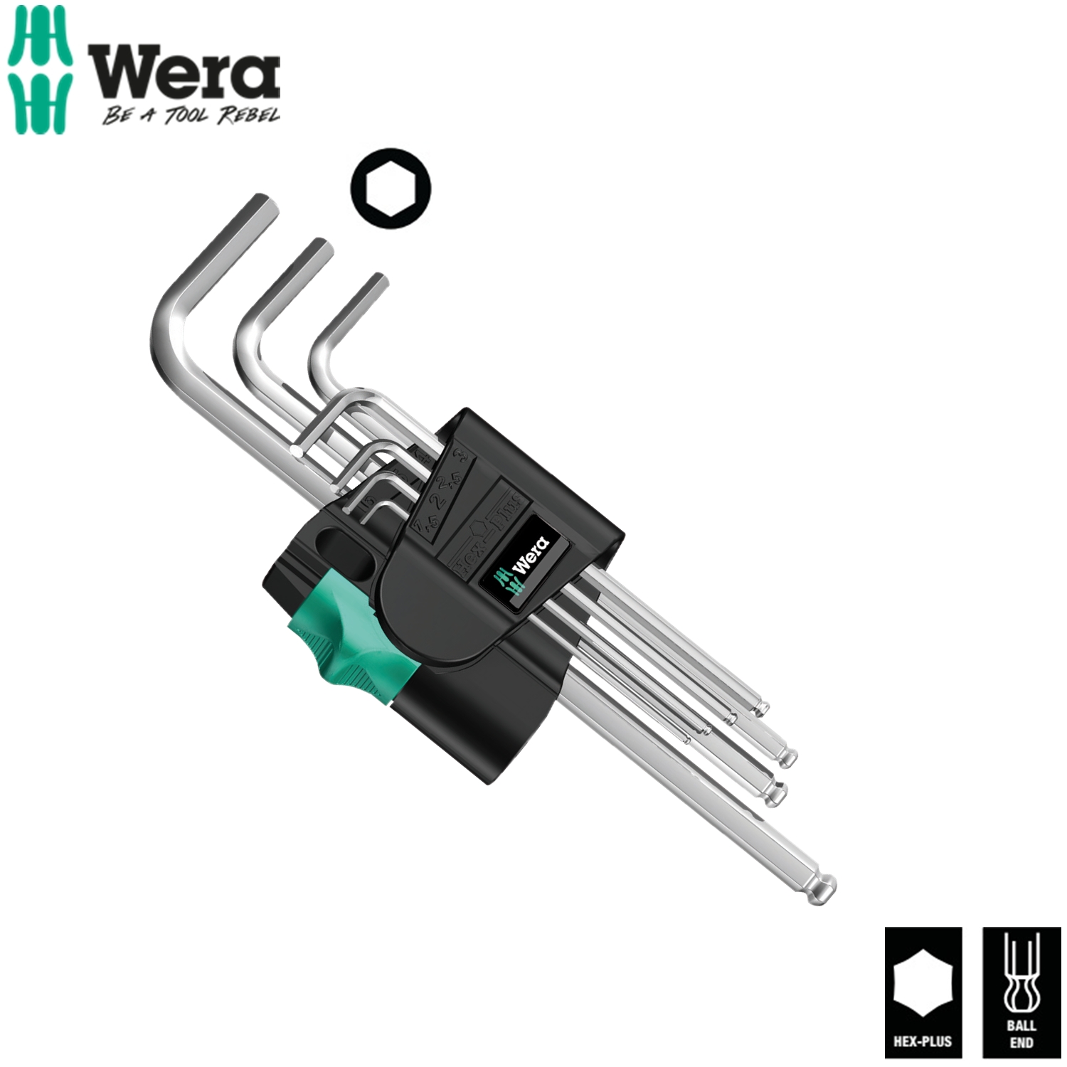 Bộ lục giác bi dài gồm 7 cái Wera 05022181001 950/7 Hex-Plus 1