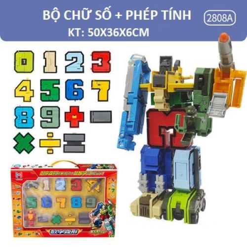 Bộ chữ số biến hình thông minh từ 0-9 lắp ghép thành robot kích thước lớn cho bé vừa học vừa chơi (hàng cao cấp)