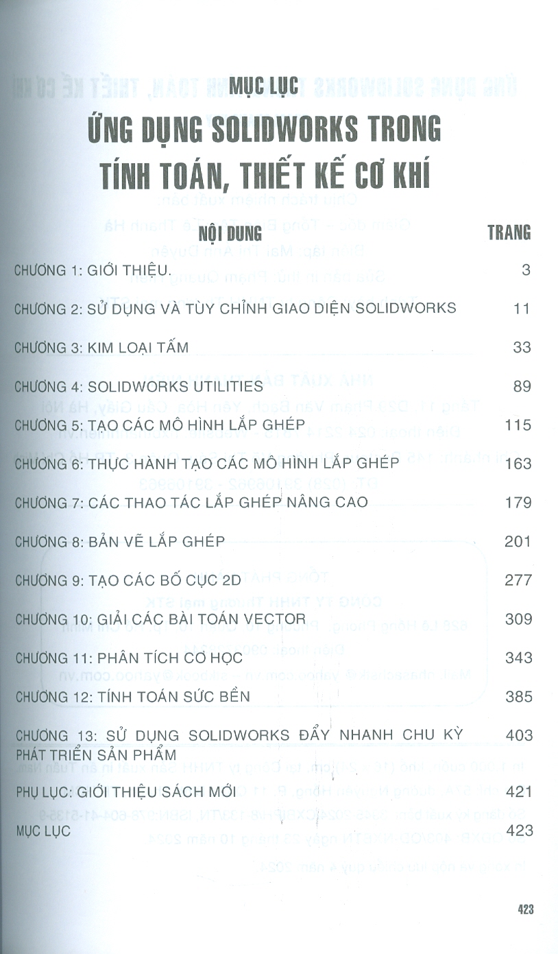 Ứng Dụng Solidworks Trong Tính Toán Thiết Kế Cơ Khí - Solidworks Dành Cho Người Chuyên Nghiệp