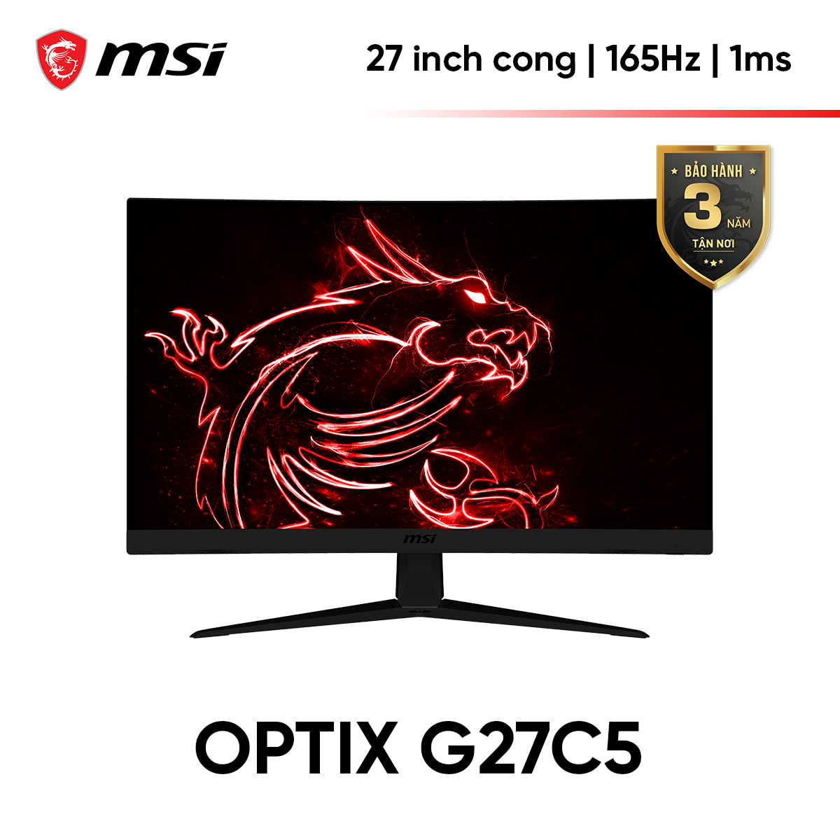 Màn hình cong Gaming MSI Optix G27C5 27 Inch (FHD/VA/165Hz/1ms/FreeSync) - Hàng chính hãng