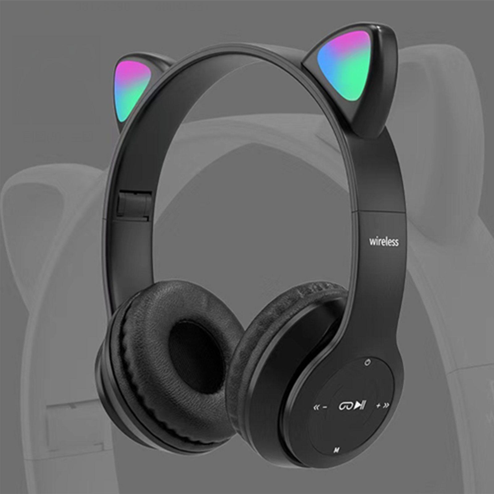 Wireless Headset LED Light Surround Sound for Laptop black